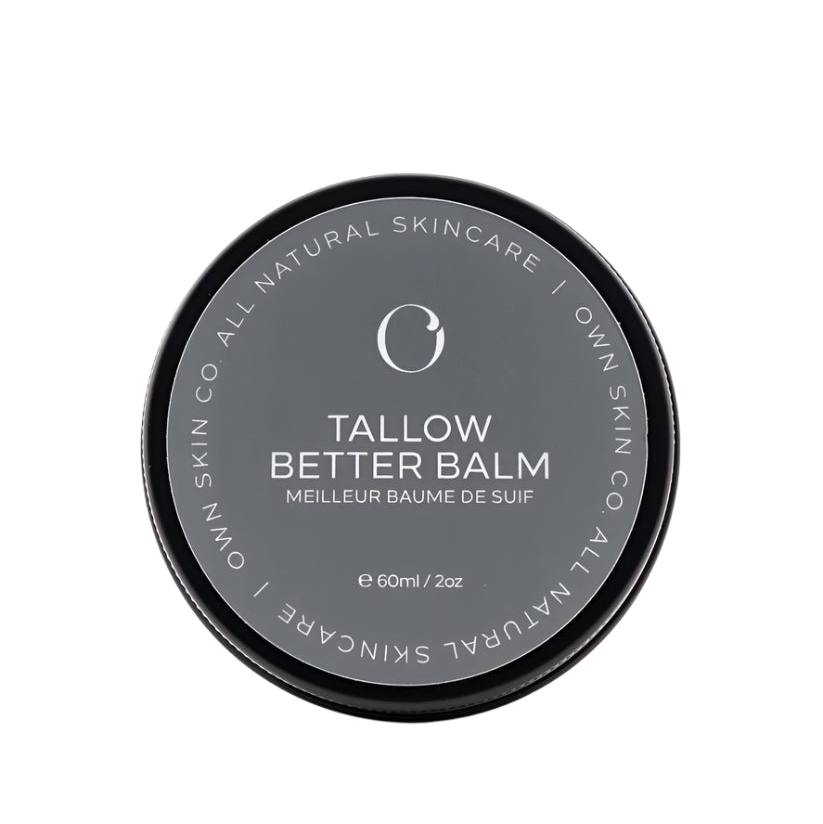 Tallow Better Balm container with branding on a white background