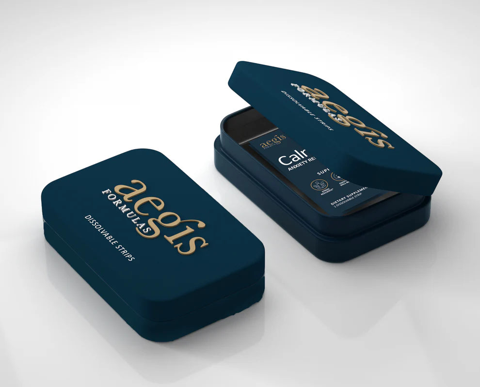 Navy blue packaging with 'aegis' branding on a white background