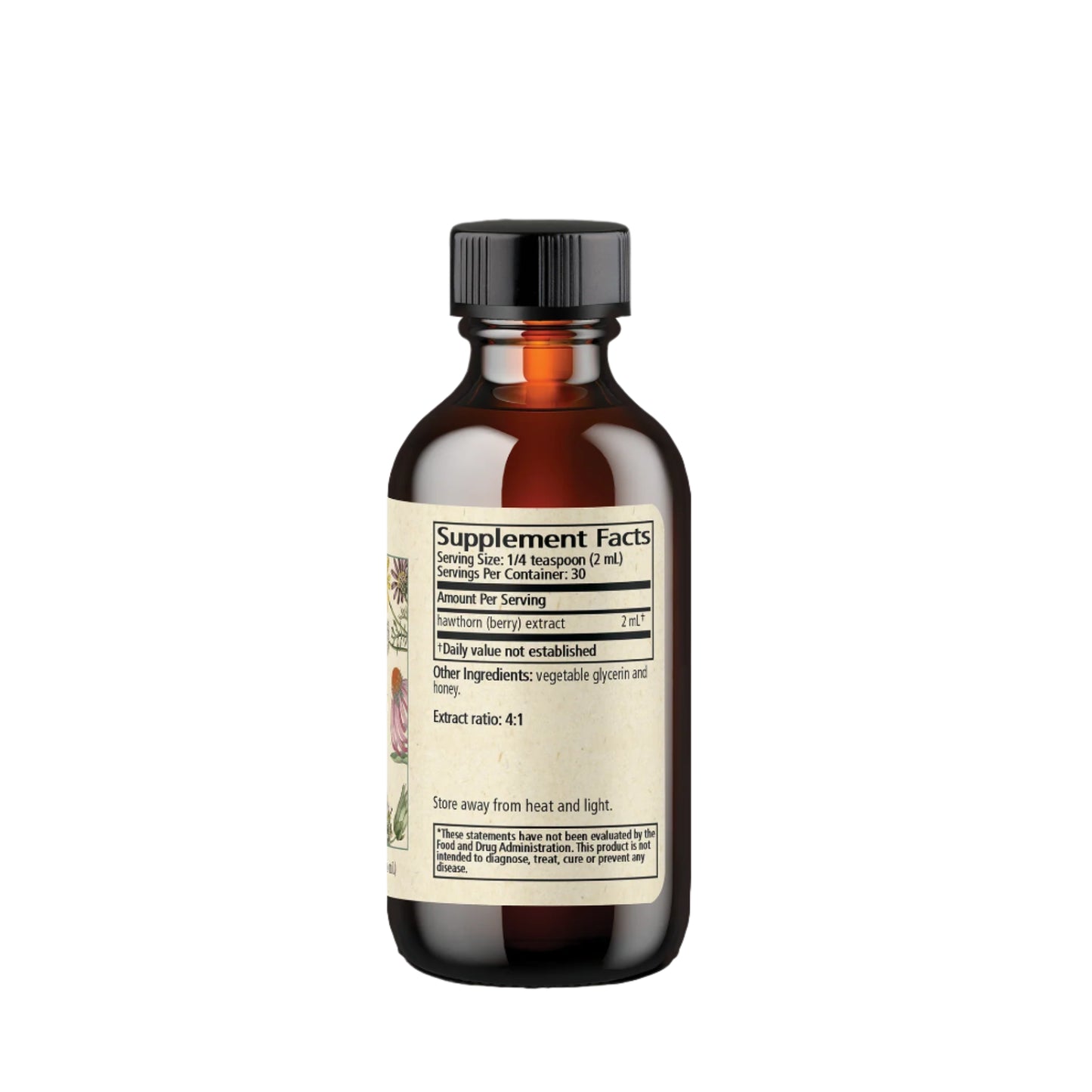 Bottle of supplement with label on a white background