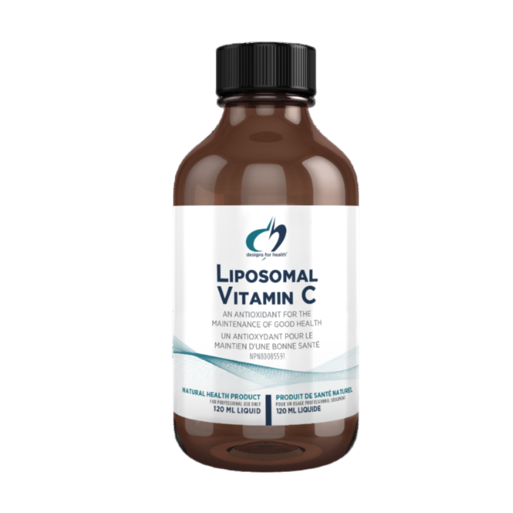 A bottle of Liposomal Vitamin C supplement.