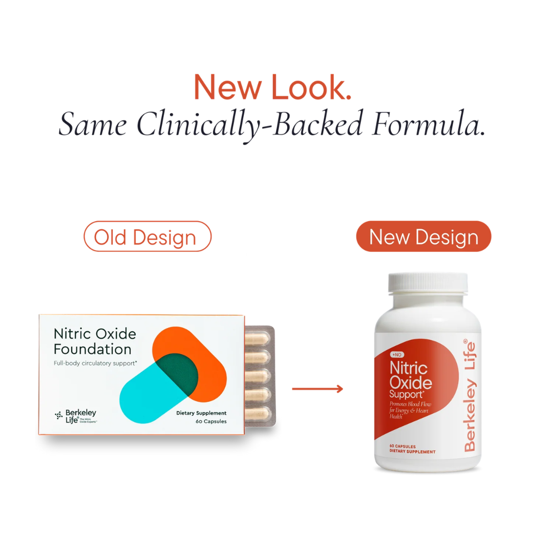 Comparison of an old and new design for a dietary supplement product by Berkeley Life.