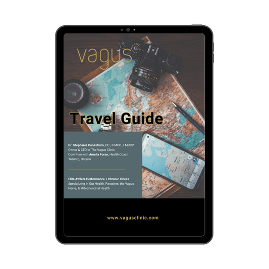 Tablet displaying a travel guide with a map and camera image on the screen.
