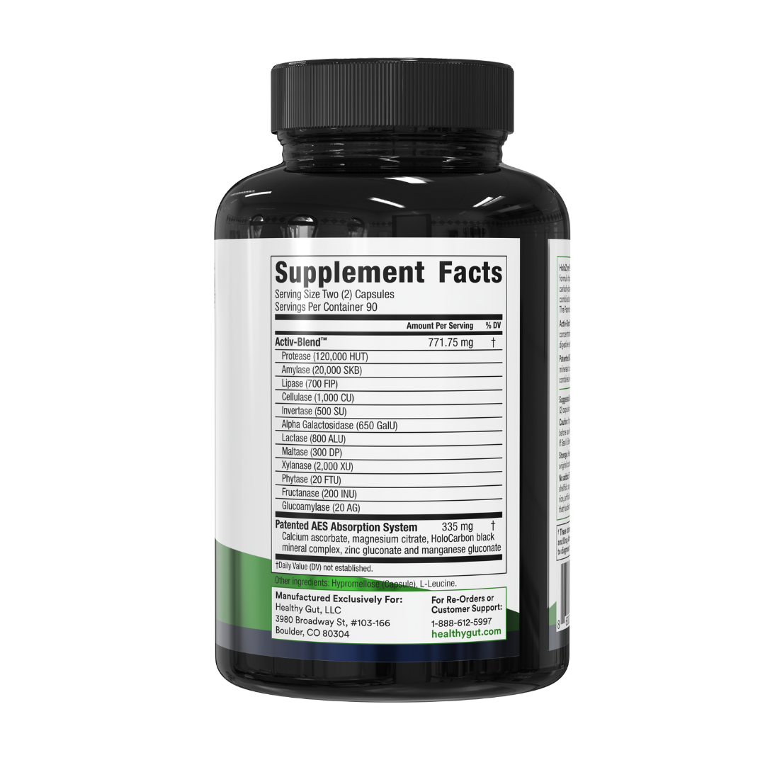 Supplement bottle with label on a white background