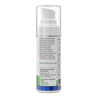 Skincare product bottle with label on a white background