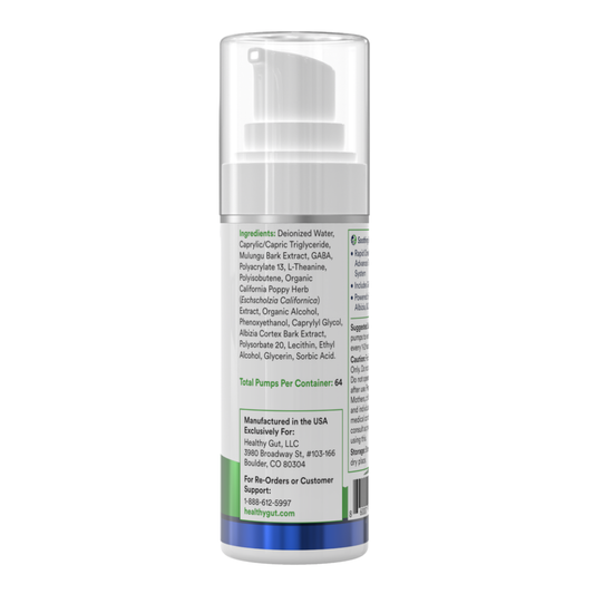 Skincare product bottle with label on a white background