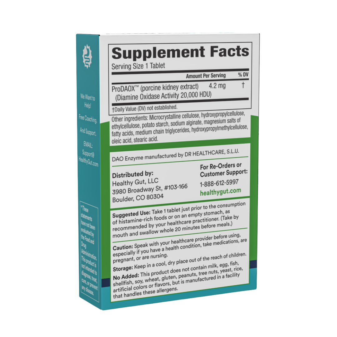 Supplement facts label on a green and white box