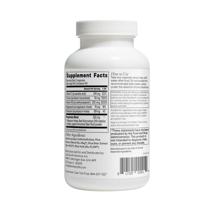 Supplement bottle with label on a white background