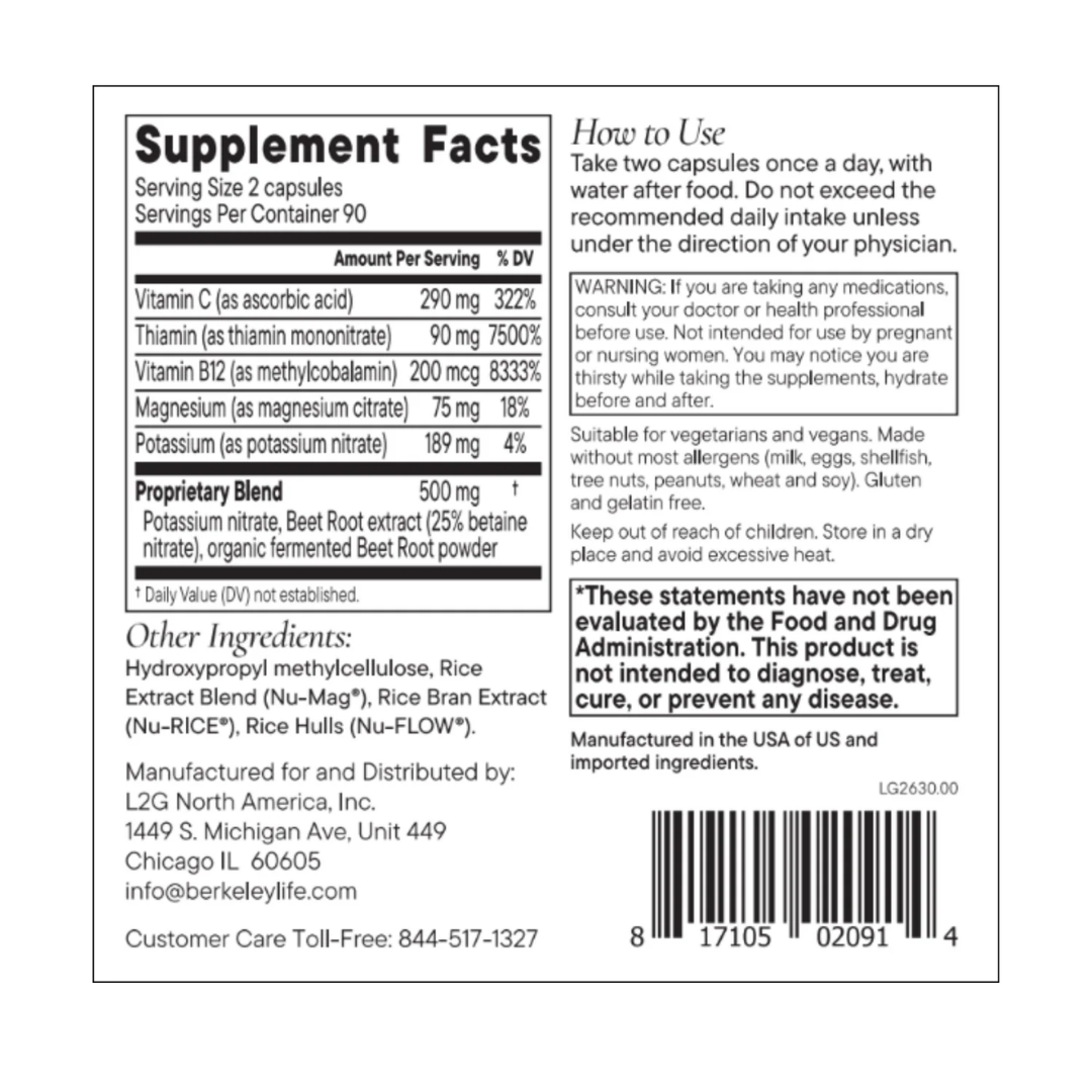 Supplement label with detailed nutritional information and usage instructions.