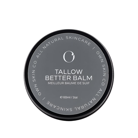 Tallow Better Balm container with branding on a white background
