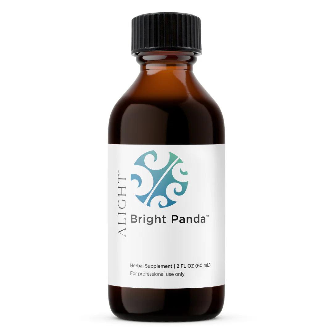 Bottle of Bright Panda herbal supplement with a black cap on a white background