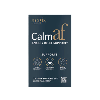 Dietary supplement package for anxiety relief support by aegis formulas on a white background