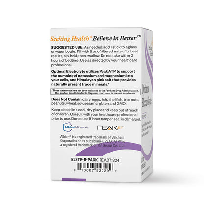 Seeking Health Optimal Electrolyte packaging on a white background