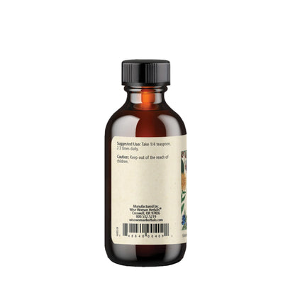 Bottle of herbal tincture with label on a white background