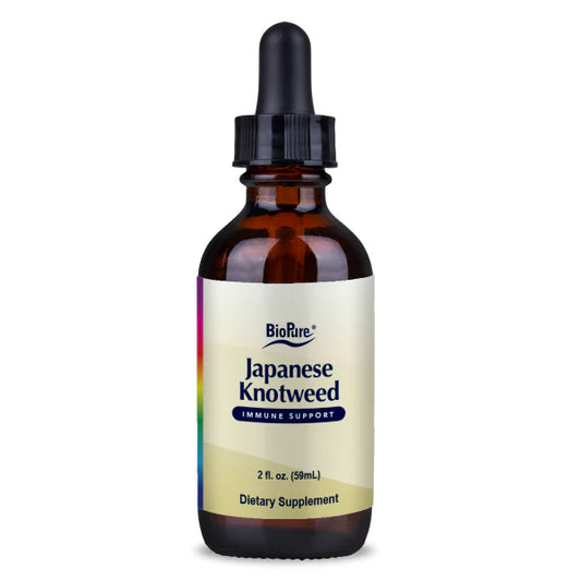 A bottle of Japanese Knotweed dietary supplement by BioPure, containing 59 ml of the product.