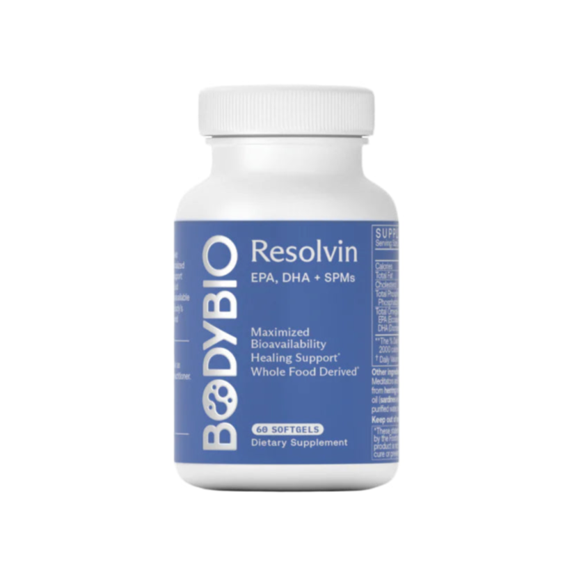 BODY BIO Resolvin supplement bottle on a white background