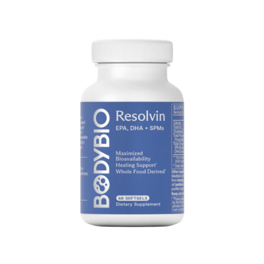 BODY BIO Resolvin supplement bottle on a white background