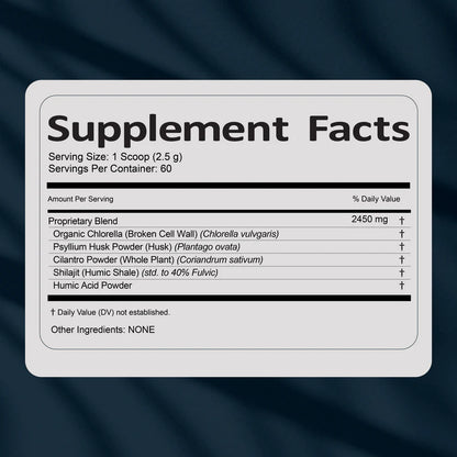 Supplement facts label with ingredients on a dark background
