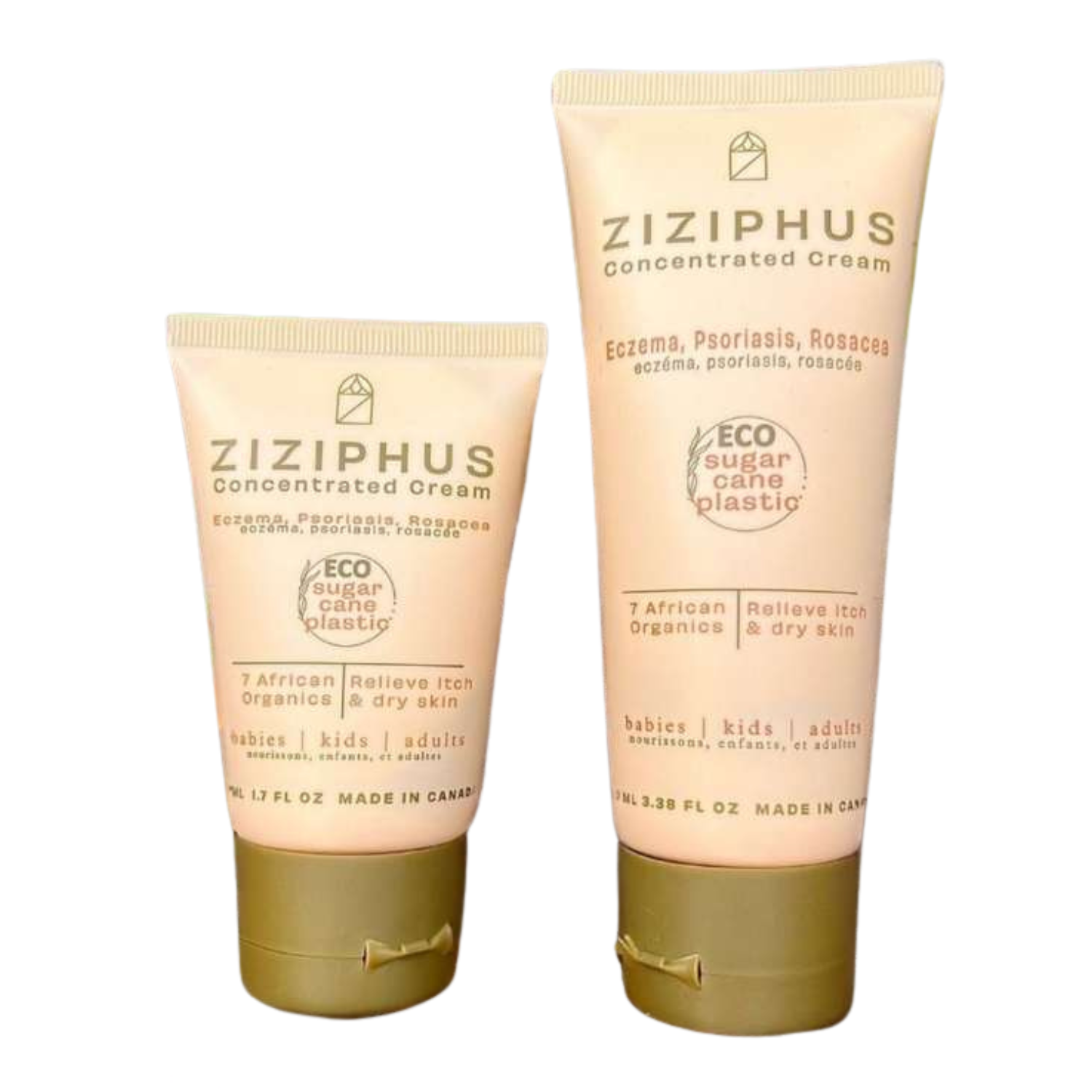 Ziziphus cream bottles on white background