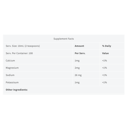 Supplement facts label with nutritional information on a white background