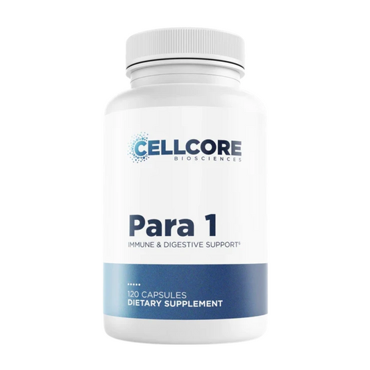 Supplement bottle labeled 'Para 1' by Cellcore Biosciences on a white background