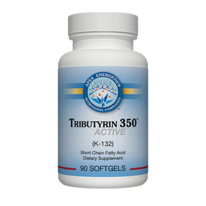 Supplement bottle labeled 'Tributyrin 350 Active' on a white background