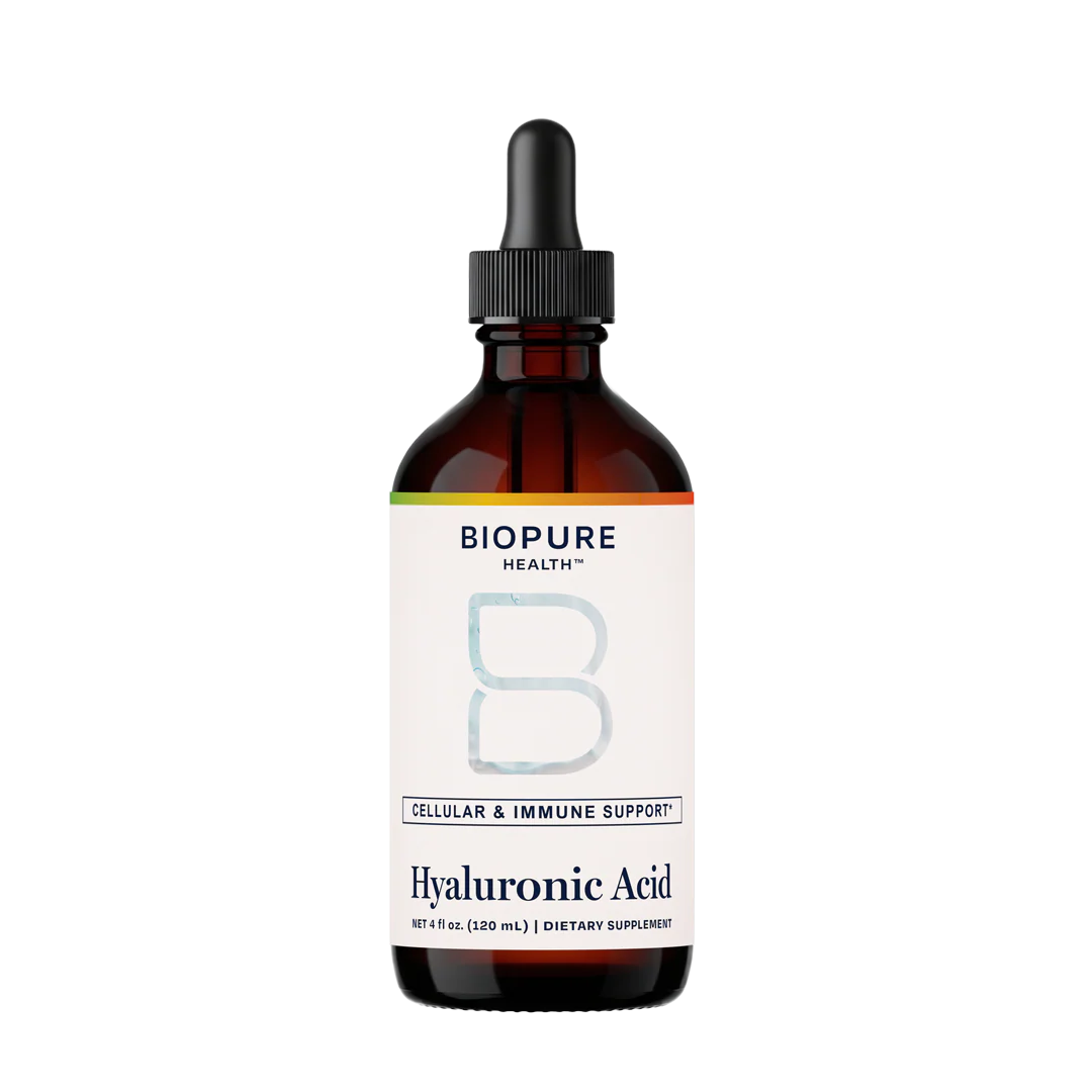Biopure Hyaluronic Acid supplement bottle on a white background