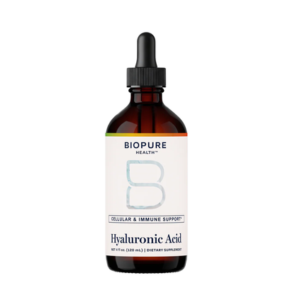 Biopure Hyaluronic Acid supplement bottle on a white background