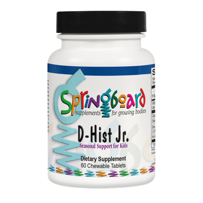 Supplement bottle labeled 'Springboard D-Hist Jr.' on a white background
