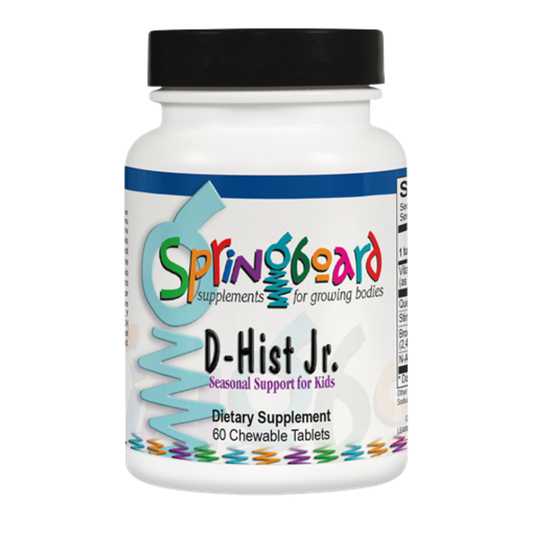 Supplement bottle labeled 'Springboard D-Hist Jr.' on a white background