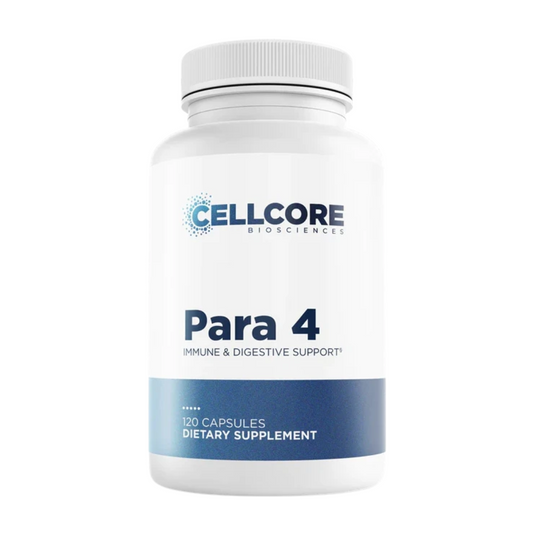 Supplement bottle labeled 'Para 4' by Cellcore Biosciences on a white background
