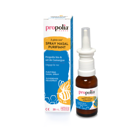 Propolia nasal spray and packaging on a white background